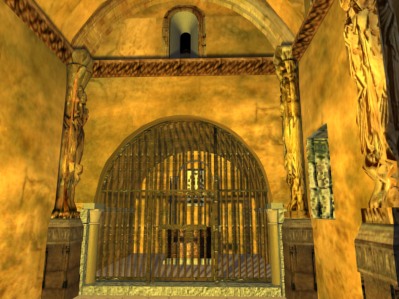 Vista del Arca Santa en la capilla de San Miguel (situaci&oacute;n a mediados del s. XII)