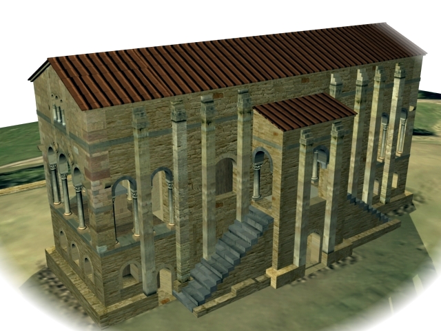 Santa Mar&iacute;a de Naranco: corte mostrando la estructura de las b&oacute;vedas y el sistema del contrarresto de empujes
