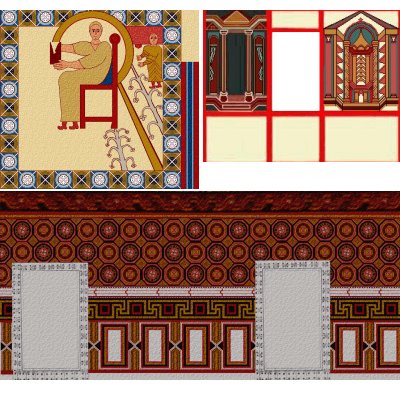 Muestra de los diversos estilos utilizados en la pintura decorativa de los edificios del Reino de Asturias