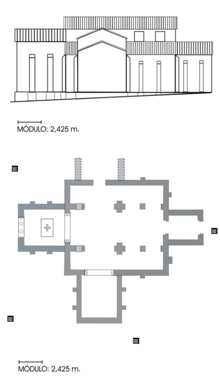 Bas&iacute;lica de San Tirso: estado actual desde el NO.