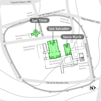 Planta del conjunto episcopal Ovetense a mediados del s. IX.