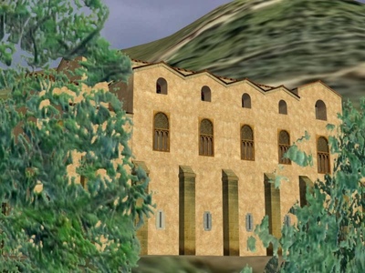 Vista del claristorio de San Miguel de Liño, situado en las naves laterales.