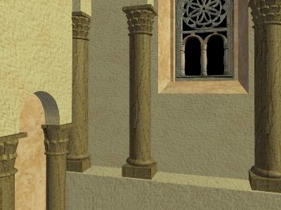 Columna de la arquería ciega absidal de San Miguel de Liño.