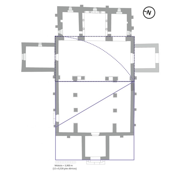 Proporción Exacta (equidistante): explicación geométrica de la obtención en planta del transepto de la iglesia de Santullano.