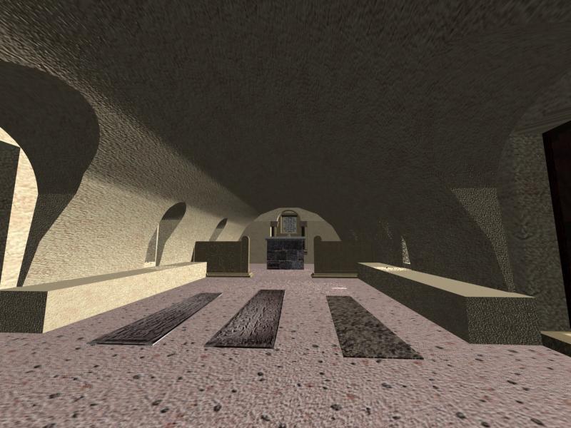 Cripta funeraria en el piso inferior de la Cámara Santa de la Catedral de Oviedo.