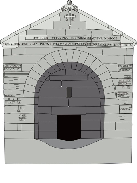 Estado del edículo de Foncalada en el último cuarto del s. XIX, según Ciriaco Miguel Vigil.