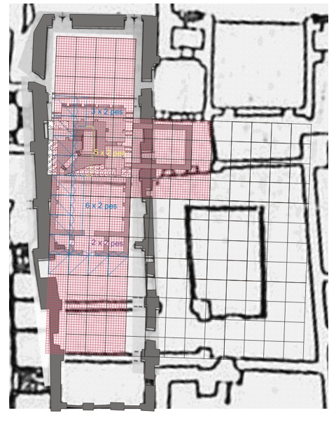 Sistema de proporciones y ritmos del hipotético templo altomedieval.