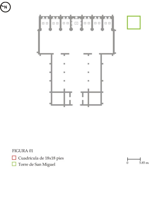 Planta hipotética de la basílica (Borge, 2014).