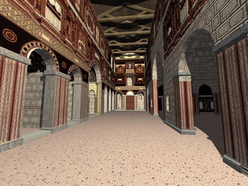 Iglesia de San Salvador. Vista desde el extremo norte del transepto hacia el sur. A la izquierda, el santuario. A la derecha, el cuerpo de naves.