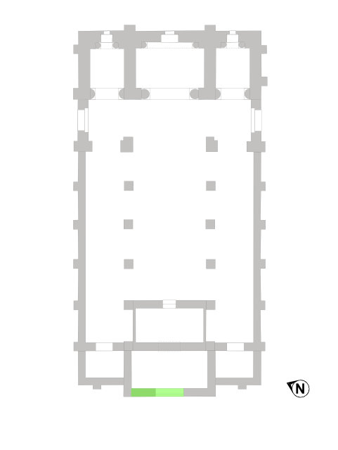 Ubicación de los anteriores restos en la planta del edificio altomedieval.