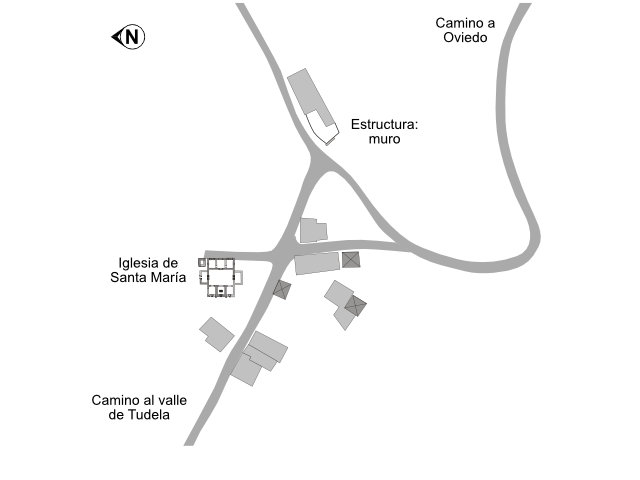 Santa María de Bendones. Conjunto edilicio en la actualidad.