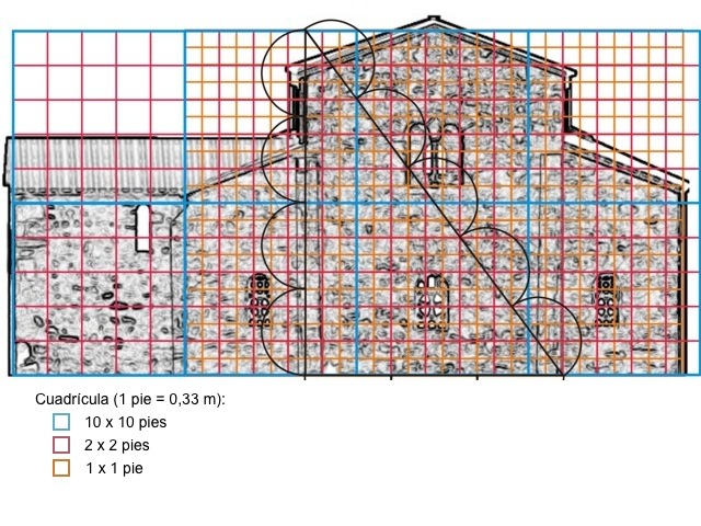 Utilización del triángulo de Pitágoras en la traza del alzado.