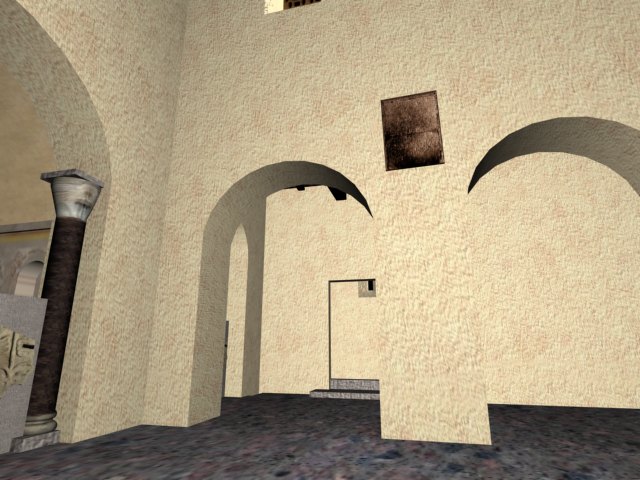 Santo Adriano de Tuñón. Vista del muro sur de la nave central con inscripción de reconsagración en 1108.