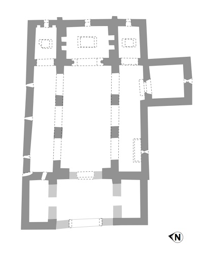 Santo Adriano de Tuñón. Hipótesis de planta altomedieval.