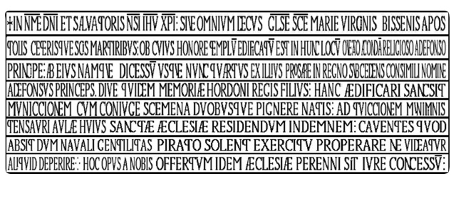 Transcripción latina del texto de la lápida.