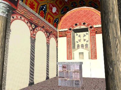 Edículo concebido como mobiliario litúrgico. Ábside iglesia asturiana.