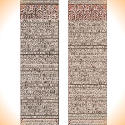 Lápidas conmemorativas de la consagración de San Salvador de Oviedo. Reconstrucción.