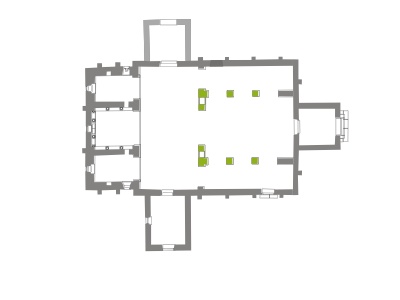 Disposición de los pilares en la iglesia de Santullano.