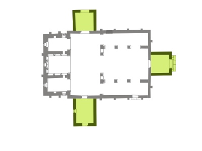 Ubicación de los porticos en la iglesia de Santullano.