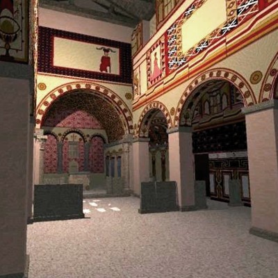 San Salvador de Priesca. Presbiterio ubicado en el último tramo de la nave, separado de ésta por canceles.