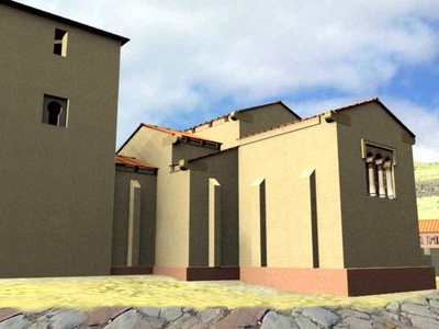 Edificio turriforme en el costado S de San Tirso, en el recinto catedralicio de Oviedo.