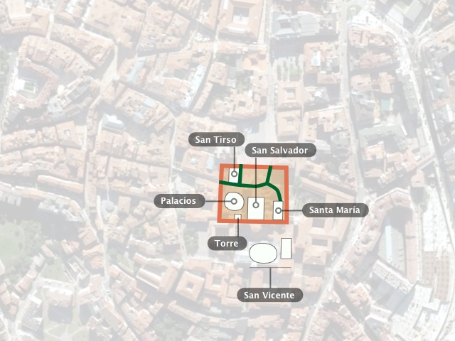 Muralla de Alfonso II según Fortunato de Selgas (1908).