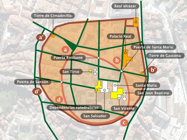 Situación de la muralla de Alfonso III.