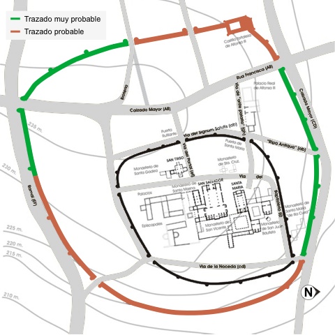 Grado de identificación de la muralla de Alfonso III.