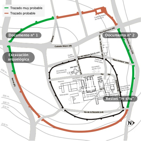 Grado de identificación de la muralla de Alfonso III.